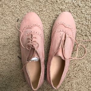 Seaintheson Women round toe ankle pink suede shoes